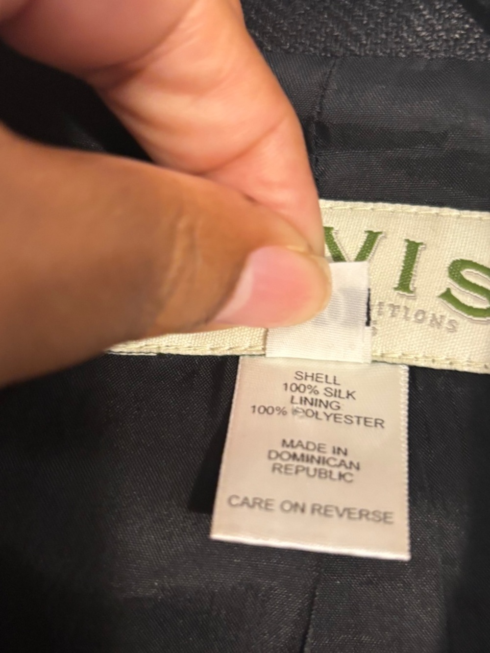 Orvis 100% Silk Black Herringbone Blazer Jacket Size 20 - Picture 6 of 6